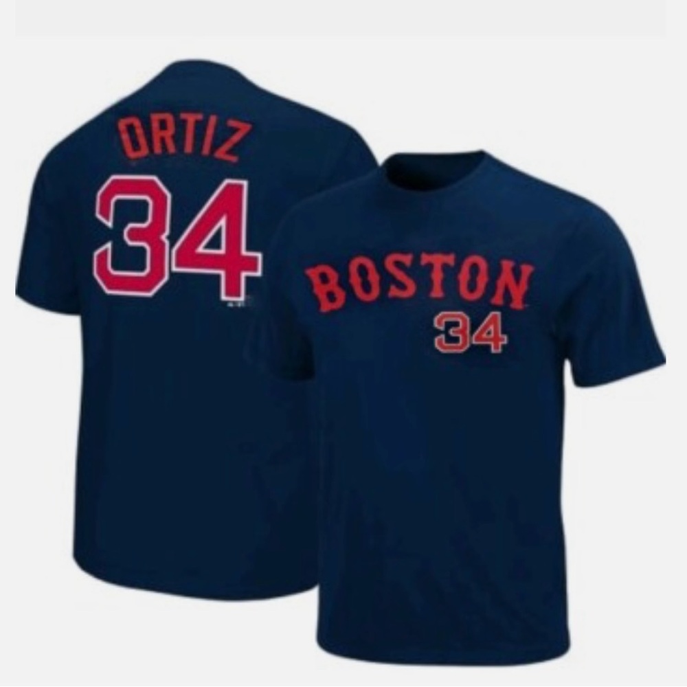 3/$30 🌸 NWT Majestic Red Sox David Ortiz 34 Shirsey T- Shirt, Navy, Size Medium